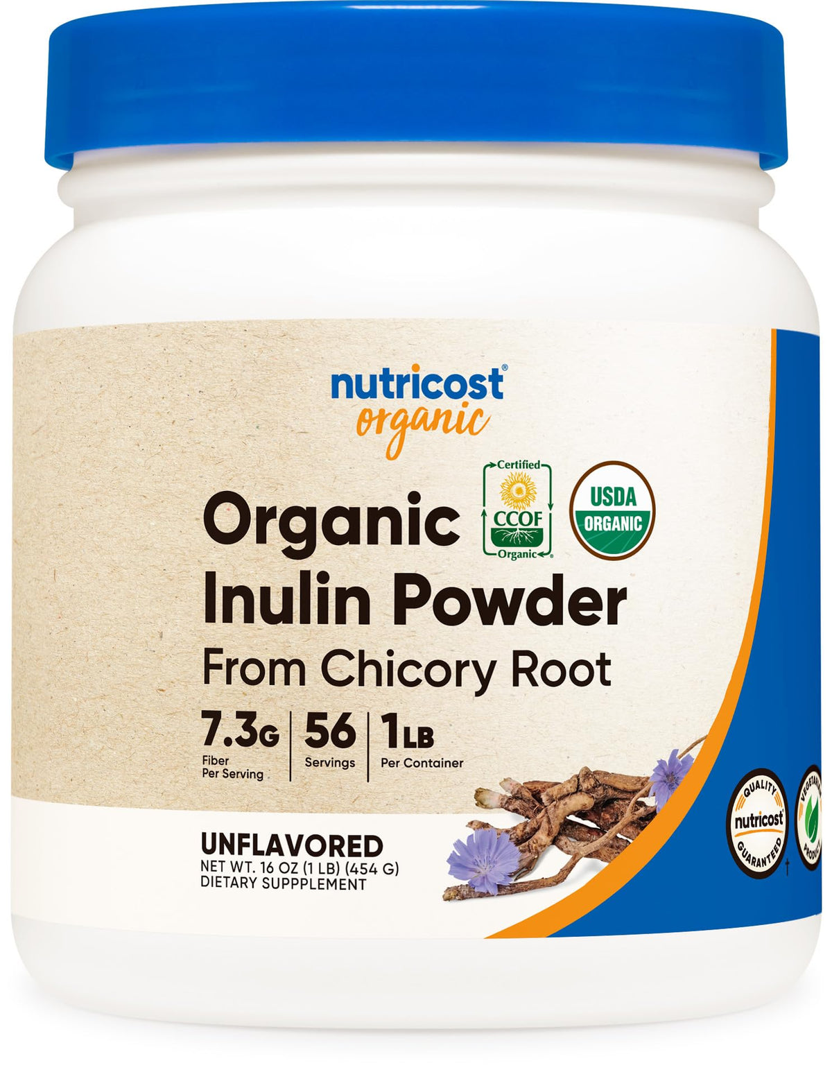 Nutricost Organic Inulin Powder 1LB (454 Grams) 7 Grams of Fiber Per S
