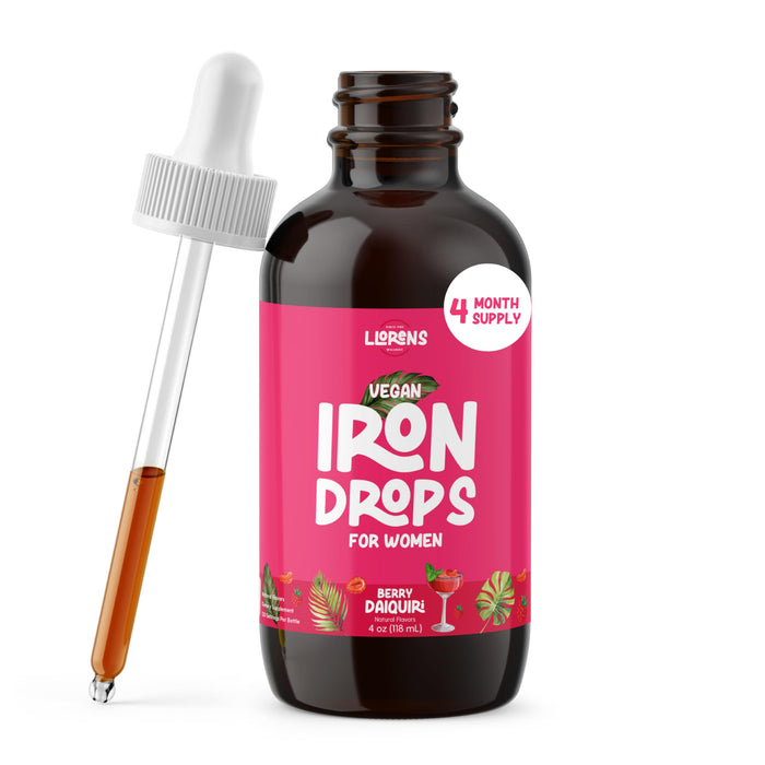 Iron Supplement for Women Iron Drops Daily Support, 20mg of Polysaccharide Iron Complex Iron Free Taste, Natural Sweeteners, Vegan and Pareben Free (Berry Daiquiri, 4 Fl Oz)