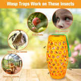 Wasp Traps Outdoor Hanging, Wasp Repellent for Indoor/Outdoor, Carpenter Bee Trap for Outside, Insect Trap, Yellow Jacket Trap, Bee Killer, Fake Wasp Nest&Paper Wasps -2 Pack 4 Sticky Boards(Orange)