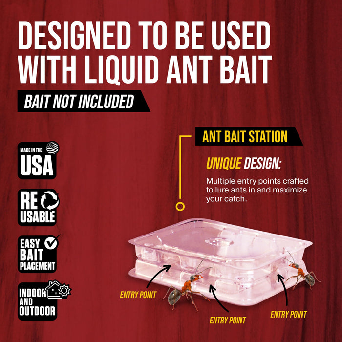 Catchmaster Defiant 16 Reusable Bait Stations (Liquid Ant Bait - NOT Included), Multi-Surface Ant Killer for Home, Discrete Ant Traps Indoor, Pest Control Traps, Reduce Ant Infestation