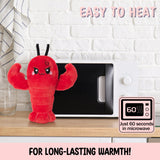 Crustacean Microwavable Unscented Heating Pad for Women - Warm Cozy Plush Heatable Stuffed Toy Animal - Hot and Cold Heat Bag Gift for Women and Girls Red