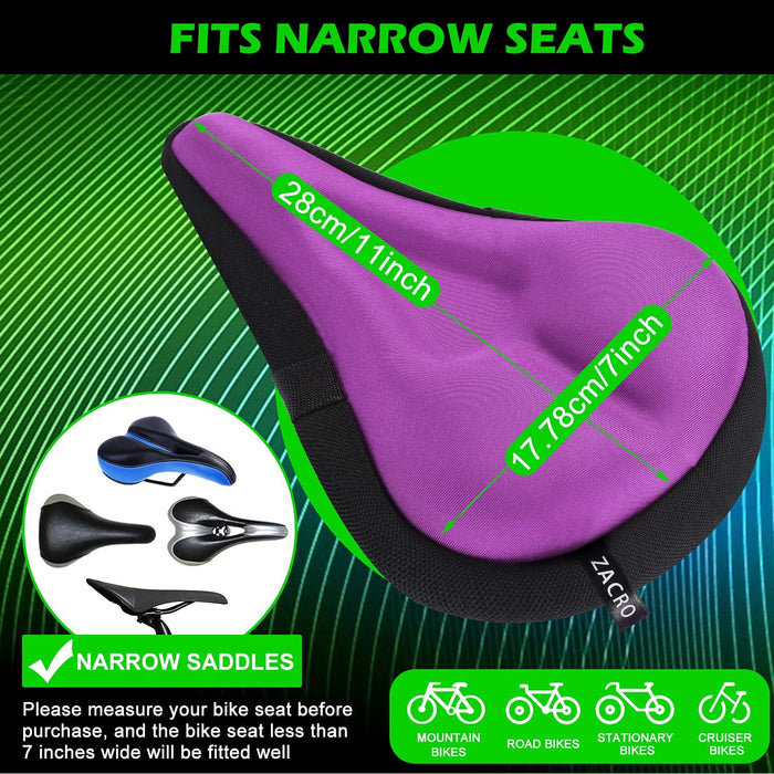 Zacro Bike Seat Cushion - Gel Padded Bike Seat Cover for Men Women Comfort, Extra Soft Exercise Bicycle Seat Compatible with Peloton, Outdoor & Indoor