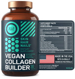 Vegan Collagen Builder Tablets - Cruelty-Free Vegan Collagen Supplements - Organic Plant Based Collagen Booster for Younger-Looking Skin, Strong Hair, Nails, Joints - 30 Non-GMO Biotin Collagen Pills