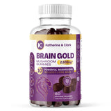 Brain Gold - Super Mushroom Gummies Aid Immune Support - Lions Mane Mushroom Supplement Natural Raspberry Flavor - Daily Reishi Mushroom Capsules Support Well-Being Mushroom Complex