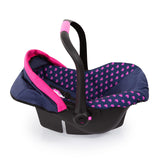 Bayer Design Baby Doll Deluxe Car Seat with Canopy- Blue and Pink