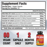 9500mg Organic Bitter Melon Extract Capsules - 60 Pills 2 Month - Combined Neem, Fenugreek, Curcumin, Garlic & Papaya