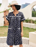 Ekouaer Womens Nightgown Nightshirt Sleepwear House Dresses for Elderly Lightweight Summer Robes with Pockets Pat1 X-Large