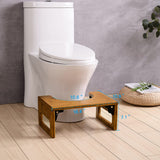 AmazerBath 7 Inches Bamboo Toilet Stool, Collapsible Poop Stool for Bathroom, Dark Wood Color