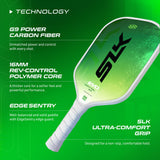 2023 SLK Evo Control XL Pickleball Paddle | G8 Power Carbon Fiber Pickleball Paddle Face with Spinflex Surface and Rev-Control Polymer Core | Designed in The USA | Green