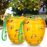 Wasp Traps Outdoor Hanging, Bee Traps Repellent Yellow Jacket Catchers Killer for Outside, Hornet Deterrent Non-Toxic Reusable Hanging Wasp Traps (Orange, 2 Pack)