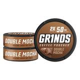 Grinds Coffee Pouches | 3 Cans of Double Mocha | 18 Pouches Per Can | 1 Pouch eq. 1/4 Cup of Coffee (Double Mocha)