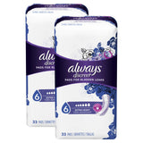 Always Discreet Adult Incontinence & Postpartum Pads For Women, Extra Heavy Overnight Absorbency, Regular Length, 33 Count x 2 Packs (66 Count total)