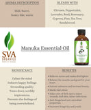 SVA Organics Manuka Oil 1 Oz 100% Pure Natural Undiluted Premium Therapeutic Grade Oil for Skin, Face, Face, Nails, Body Care & Aromatherapy