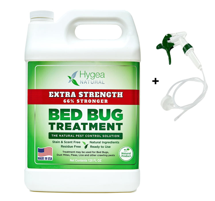 Bed Bug Spray Extra Strength by Hygea Natural 128OZ (Bedbug Spray Gallon) –Treat Bed Bugs, dust Mites, lice, Fleas - Stain & Scent Free Treatment – Natural Formula - Child & Pet Safe