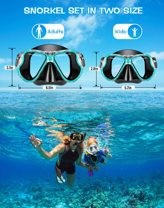 Greatever Dry Snorkel Set,Panoramic Wide View,Anti-Fog Scuba Diving Mask,Professional Snorkeling Gear for Adults