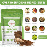 GREENPEOPLE Mushroom Powder - Mushrooms Supplement Blend for Coffee & Smoothies - Lions Mane, Turkey Tail, Reishi, Chaga, Shiitake, Cordyceps, Complex - 6.2oz Mushroom Supplement(60 Servings)