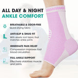 Modvel Ankle Brace for Women & Men - 1 Pair of Ankle Support Sleeve & Ankle Wrap - Compression Ankle Brace for Sprained Ankle, Achilles Tendonitis, Plantar Fasciitis, & Injured Foot - Medium, Pink