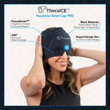 TheraICE Migraine Relief Cap PRO, Headache Ice Pack Mask Products, Soothing Gel Hat, Face Cold Compress Head Wrap for Tension, Stress & Hangover, FocusZone Technology Provides Extra Cooling & Pressure