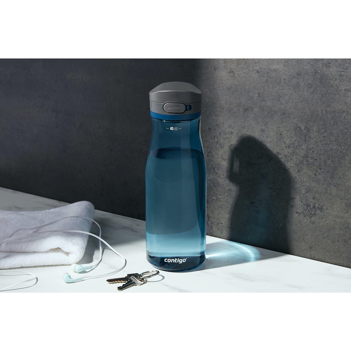 Contigo Jackson 2.0 BPA-Free Plastic Water Bottle with Leak-Proof Lid, Chug Mouth Design with Interchangeable Lid and Handle, Dishwasher Safe, 40oz Blueberry