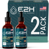 Lions Mane Liquid - Lion Mane Mushroom Supplement - Promotes Mental Clarity, Memory & Focus - Lions Mane Mushroom for Immune Support - Non-GMO, Vegan (2 Bottles) by E2H