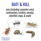 TERRO T2600 Perimeter Ant Bait Plus - Outdoor Ant Bait and Killer - Attracts and Kills Ants, Carpenter Ants, Roaches, Crickets, Earwigs, Silverfish, Slugs and Snails - 2 Pack, 4Lbs