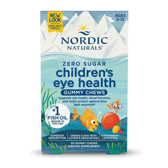 Nordic Naturals Children’s Eye Health Gummies, Strawberry Lemonade - 30 Gummies for Kids - 484 mg Total Omega-3s DHA, Lutein & Zeaxanthin - Brain Health, Antioxidant Support, Non-GMO - 30 Servings