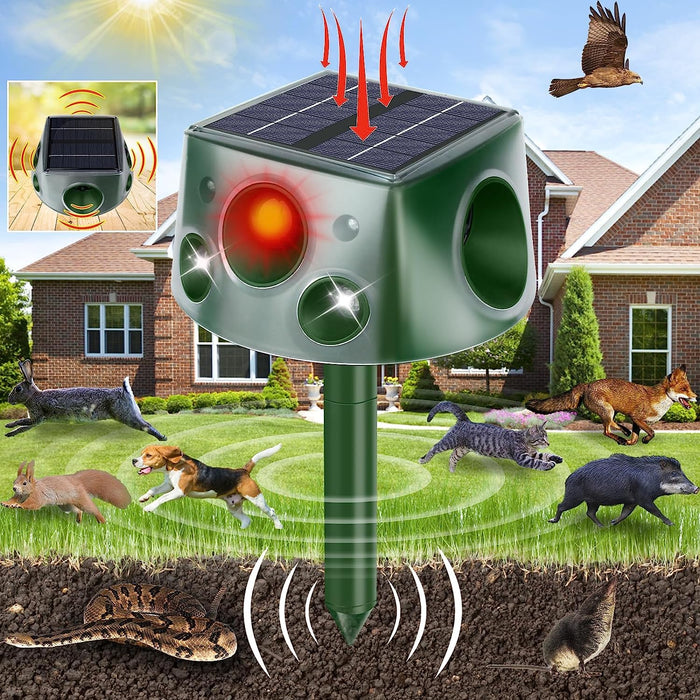 Ultrasonic Animal Repellent,2023 Upgrade 360° Cat Repellent Outdoor,Waterproof Squirrel Repellent with Motion Sensor,Solar Animal Repeller Outdoor,Repel Dogs Bird Skunk Rabbit Squirrels Deer