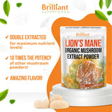 Ellie's Best Lions Mane Mushroom Extract Powder Supplement Organic 114 Servings - Double Extracted for Highest Potency - Dissolves in Coffee, Tea, Juice etc.4oz