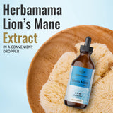 HERBAMAMA Lions Mane Liquid Extract - Lions Mane Mushroom Supplement - Vegan Lions Mane Tincture - 4 fl. oz.