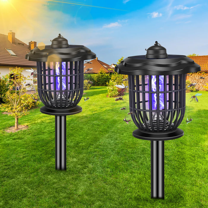 2024 Upgraded Solar Bug Zapper Outdoor, Mosquito Zapper Outdoor UV Bug Lights Mosquito Killer Mosquito Repellent for Outdoor Use Garden Pathway Patio,2 Pack