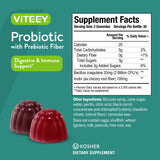 Probiotics Plus Prebiotics Fiber Gummies, Extra Strength 2 Billion CFUs For Immune Support And Digestive Support, Dualbiotic Vegan And Pectin Chewable Gummy, For Men woman Teens & Kids, Berry Flavor