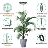 LORDEM Black Full Spectrum LED Grow Light, 72 LEDs, 4 Brightness Settings, Auto On/Off Timer, Height Adjustable, Ideal for Large Plants