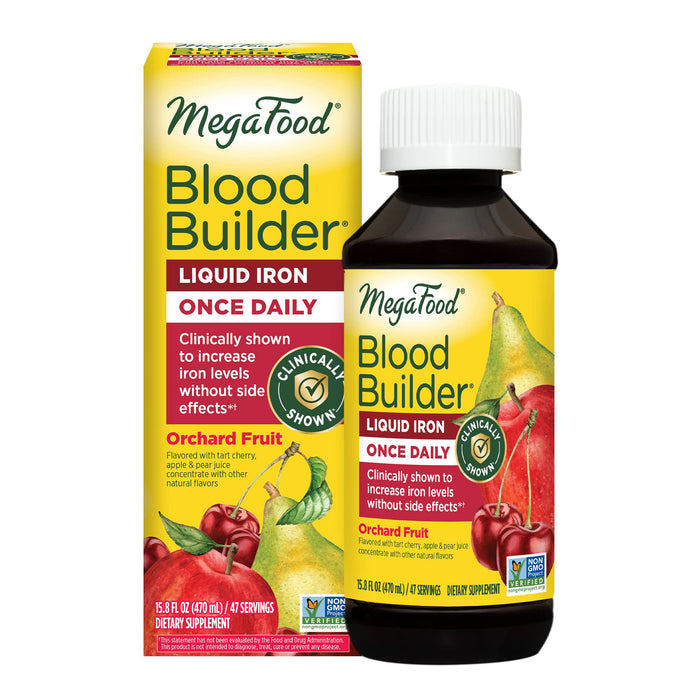 MegaFood Blood Builder Liquid Iron - Iron Supplement - Clinically Shown to Increase Iron Levels Without Constipation - Liquid Iron Supplement for Women, Men & Kids - Vegan- 15.8 Fl Oz (47 Servings)