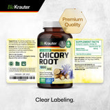 BIO KRAUTER Chicory Fiber Supplement - Organic Chicory Root Powder 1200 mg - Inulin Capsules for Digestion Health Support - 250 Vegan Pills