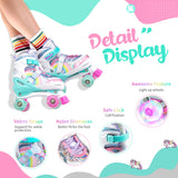 SULIFEEL Rainbow Unicorn 4 Size Adjustable Light up Roller Skates for Girls Boys for Youth Large