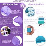 REVIX Knee Ice Pack for Injuries Reusable Gel Knee Ice Wrap for Arthritis, Meniscus and Chronic Knee Pain Relief, Soft Plush Cover and Hands-Free Application, A Set of Two