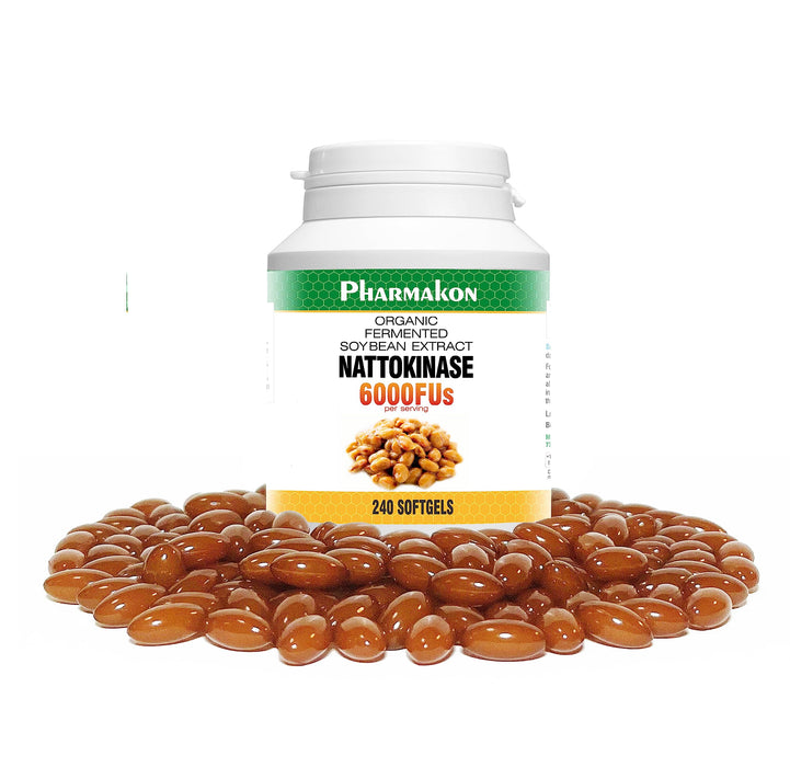 PHARMAKON Nattokinase, Bioavailable Soft Capsules, Organic Fermented Soybean Extract, 6000 FUs per Serving