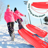 Slippery Racer Downhill Xtreme Flexible Adults and Kids Plastic Toboggan Snow Sled for Up to 2 Riders with Pull Rope and Handles, Red