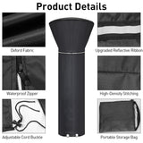 Patio Heater Covers with Reflective Strip,Outdoor Heater Cover Waterproof,Dustproof,Wind-Resistant,Sunlight-Resistant,Snow-Resistant,Black,89.5''x 33.5" Dome x 19.5" Base