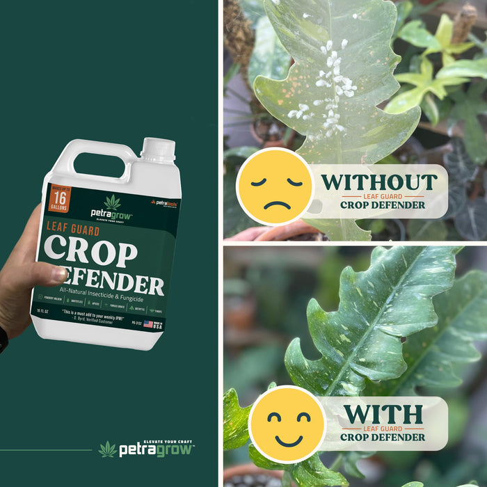 PetraGrow Crop Defender Leaf Guard Super Concentrate Pesticide, Miticide, Plant Fungicide, Insecticide for Indoor Plants, Spider Mite Spray, Powdery Mildew Spray for Plants - 16oz