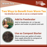 Organic Earthworm Tea Concentrate and Compost and Bokashi Booster by Bloom City, Quart (32 oz)