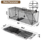 Toriexon Large Live Catch Animal Traps Black 42 X15 X17 Inch, Easy to Set and Release Live Animal Trap, Collapsible Large Animal Catcher Cage for Large Dogs, Foxes