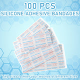 100 Pcs Silicone Adhesive Bandages Bulk Sensitive Skin Bandages Painless Removal Silicone Bandages for Sensitive Fragile Skin Elderly Painless Removal Delicate Sensitive Skin