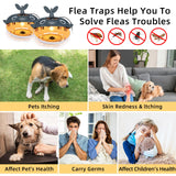 2Pcs Flea Traps for Inside Your Home New Upgrade Flea Trap Indoor with 8 Sticky Disc&6 LED Bulbs&2 Adjustable Electric Wires Pet&Kid Safe,Non Toxic&Odorless Flea Catcher Sticky Bed Bug Trap for Home