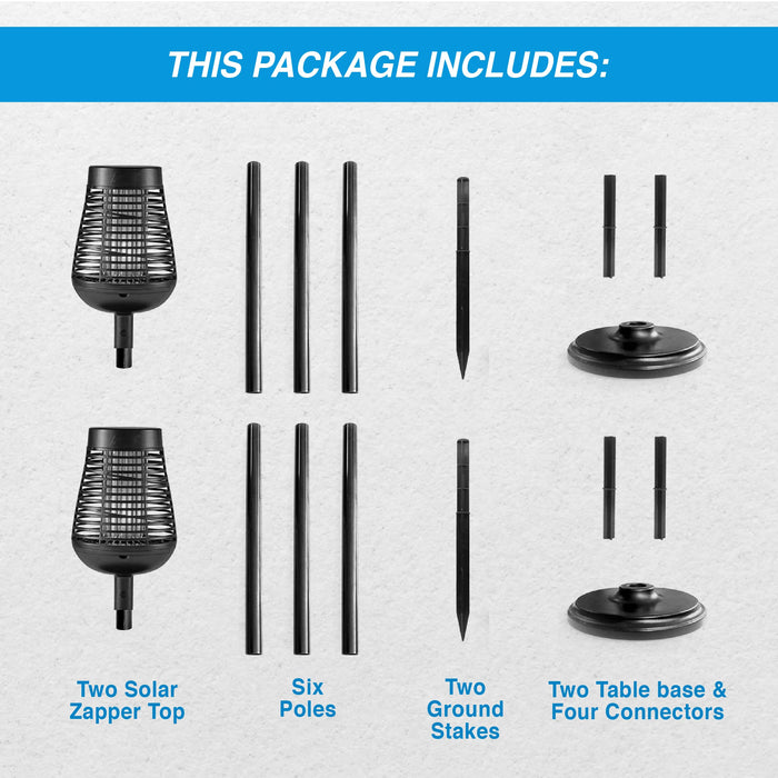 PIC Solar Insect Killer Torch (DFST), Bug Zapper and Flame Accent Light, Kills Bugs on Contact - Twin Pack