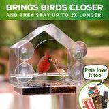 Nature Anywhere Transparent Acrylic Window Bird Feeder - Enhanced Suction Grip, Bird Watching for Cats, Easy-to-Clean, Outdoor Birdhouse - Perfect for Garden, Yard, & Elderly Viewing