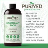 Purived 20oz All-Purpose Liquid Plant Fertilizer - Makes 50 Gallons, For Indoor Houseplants, All-Natural, Groundwater Safe, Made in USA