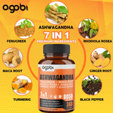 One Year Supply - Ashwagandha Supplement 8050mg - Combined Fenugreek, Maca, Turmeric, Rhodiola, Ginger & Black Pepper - Mood, Strength, Spirit & Energy Support - 360 Capsules