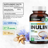 Inulin Powder Capsules - Organic Fiber Supplement - 1200mg Chicory Root Fiber Pills for Digestive Support - Pure Soluble Fiber Supplements - 100 Vegan Tablets